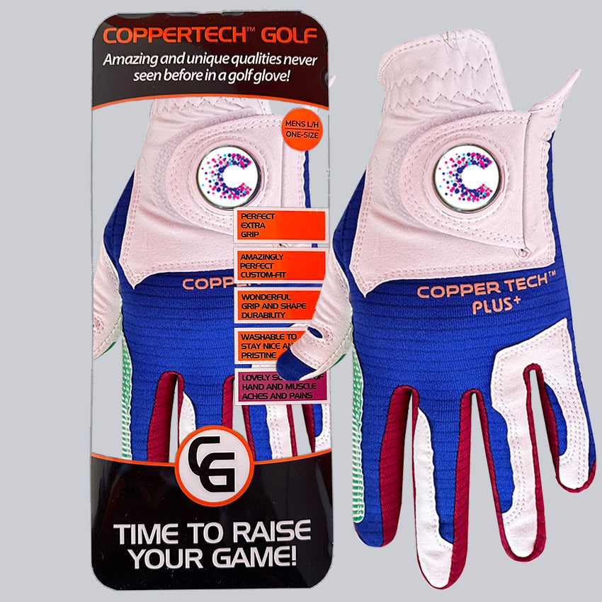 CANCER RESEARCH UK COPPERTECH PLUS ELITE GRIP WHITE/BLUE/GREEN/RED GLOVE