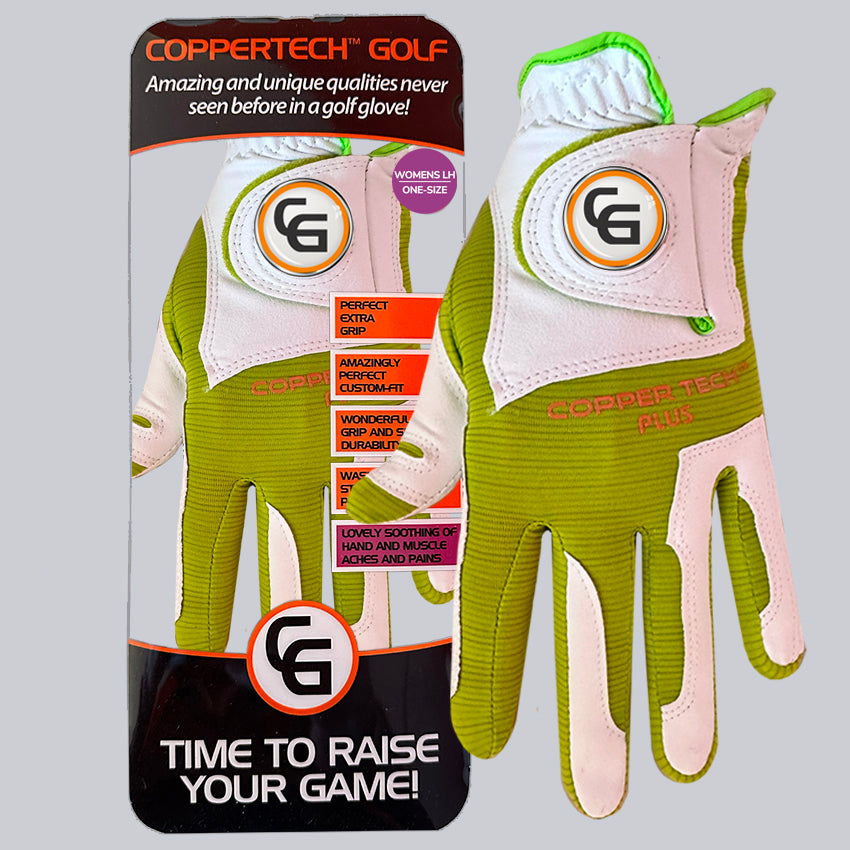 COPPERTECH PLUS ELITE GRIP WHITE/LIME GOLF GLOVE