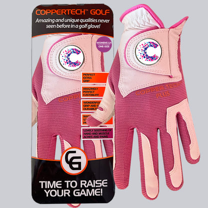 CANCER RESEARCH UK COPPERTECH PLUS ELITE GRIP WHITE/PINK GLOVE