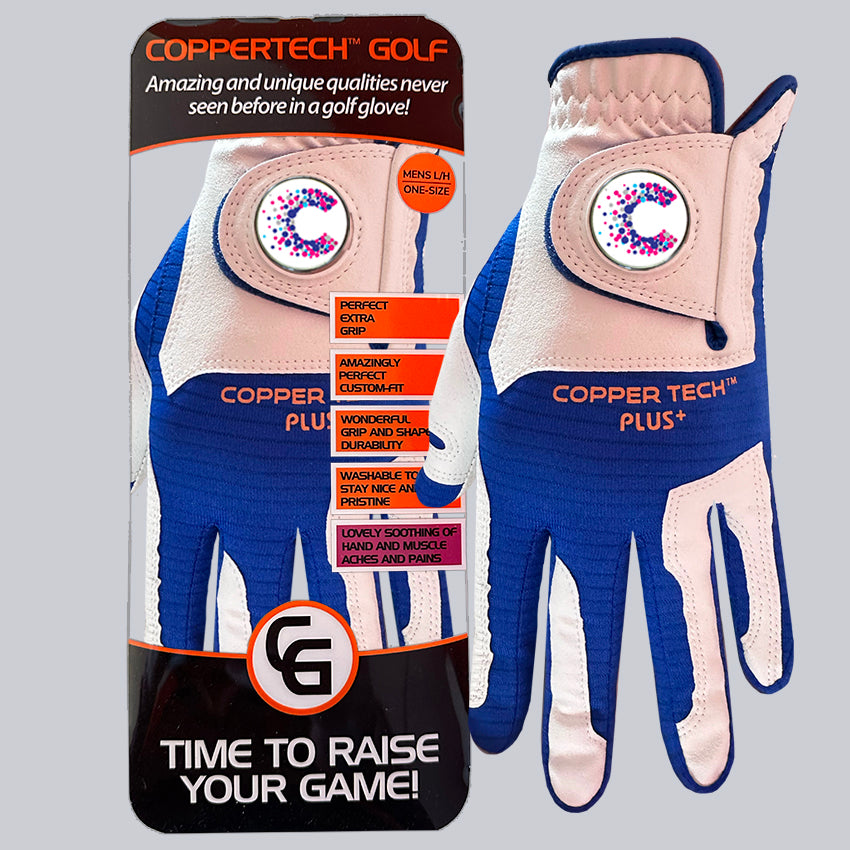 CANCER RESEARCH UK COPPERTECH PLUS ELITE GRIP WHITE/ROYAL BLUE GLOVE