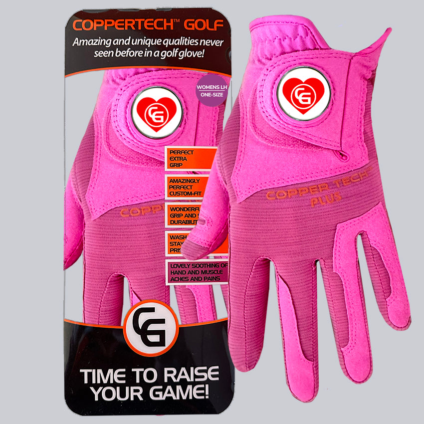 'LOVE TO GLOVE YOU' COPPERTECH PLUS ELITE GRIP PINK/PINK GOLF GLOVE