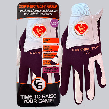 'LOVE TO GLOVE YOU' COPPERTECH PLUS ELITE GRIP WHITE/PURPLE GOLF GLOVE