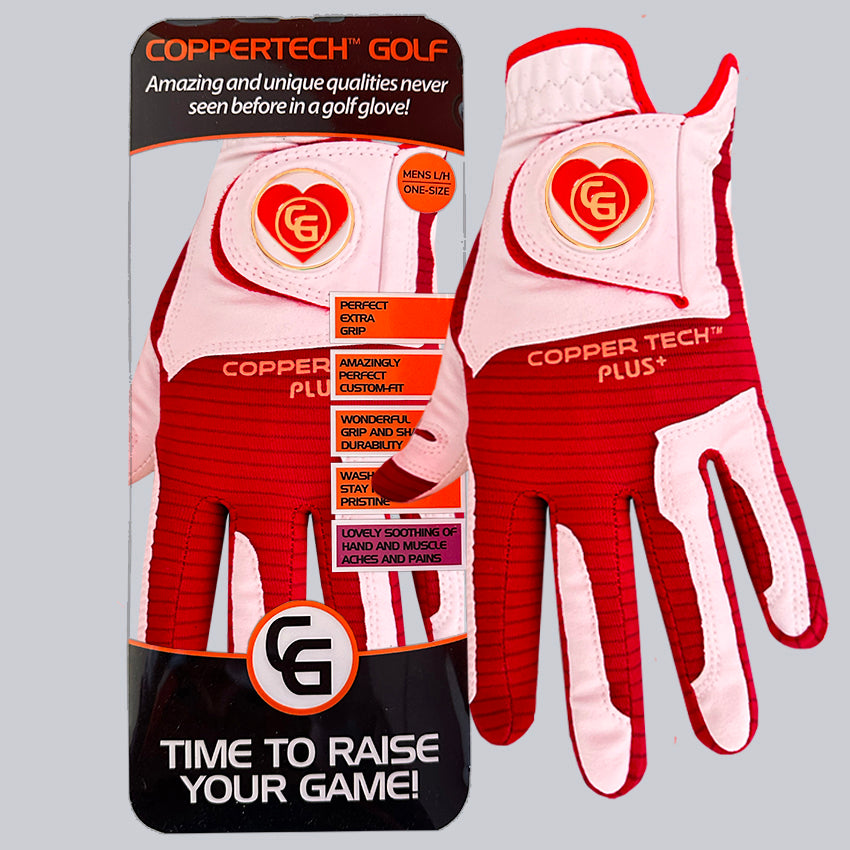 'LOVE TO GLOVE YOU' COPPERTECH PLUS ELITE GRIP WHITE/RED GOLF GLOVE