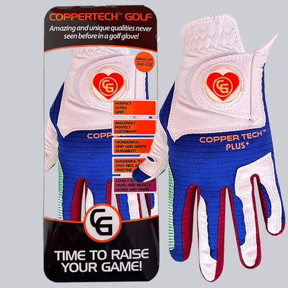 'LOVE TO GLOVE YOU' COPPERTECH PLUS ELITE GRIP WHITE/BLUE/RED/GREEN GLOVE