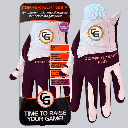 COPPERTECH PLUS ELITE GRIP WHITE/PURPLE GOLF GLOVE